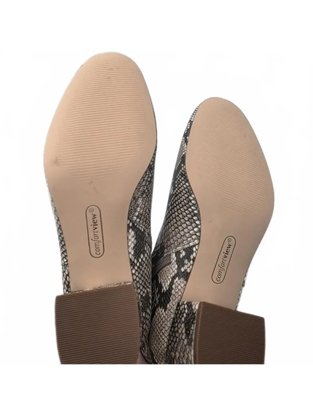 Women's Ankle Boots Booties Snakeskin Size 9.5 Comfortview Preppy Tan Office